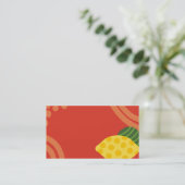 レモンライムの柑橘類パターン名刺 名刺 (スタンド正面)