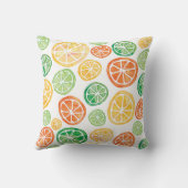 レモンライムオレンジ水彩パターン（の模様が）ある枕 クッション (裏面)