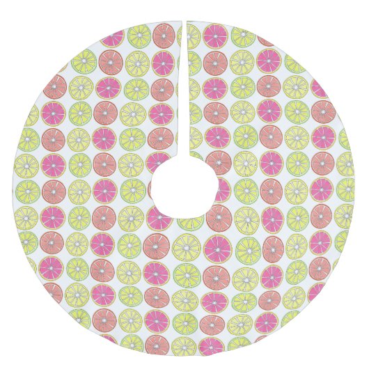 レモンライムグレープフルーツ柑橘類フルーツキッチン ブラッシュドポリエステルツリースカート (正面)