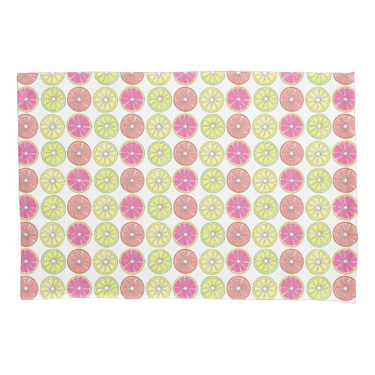 レモンライムグレープフルーツ柑橘類フルーツスライス 枕カバー (正面)