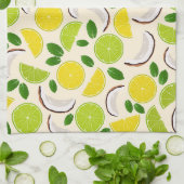 レモンライムココナッツとミント幸せな陽気なパターン キッチンタオル (折り畳み)