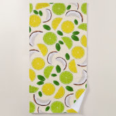 レモンライムココナッツとミント幸せな陽気なパターン ビーチタオル (正面)