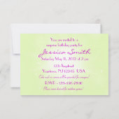 レモンライムピンクバタフライ誕生日RSVP招待状 招待状 (裏面)