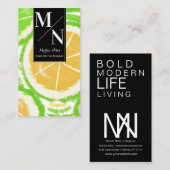 レモンライム抽象芸術ホームインテリアデザイナースタイリスト 名刺 (正面/裏面)