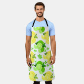 レモンライム|レモンライムスライス日当たりの良い柑橘系パップ エプロン (着用した状態)