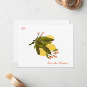 レモンラブモノグラムネームハンドブ色彩の鮮やかロッサム ノートカード (正面/裏面インサイチュ)