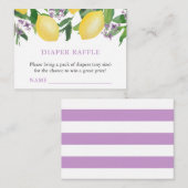 レモンラベンダーおむつラッフルガールベビーシャワー エンクロージャーカード (正面/裏面)