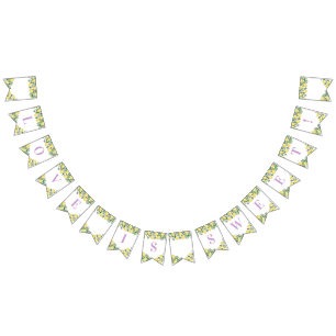 レモンラベンダーシトラスウェディングシャワーパーティー バンティングフラッグ