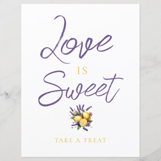 レモンラベンダーブライダルシャワートリートサイン (正面)