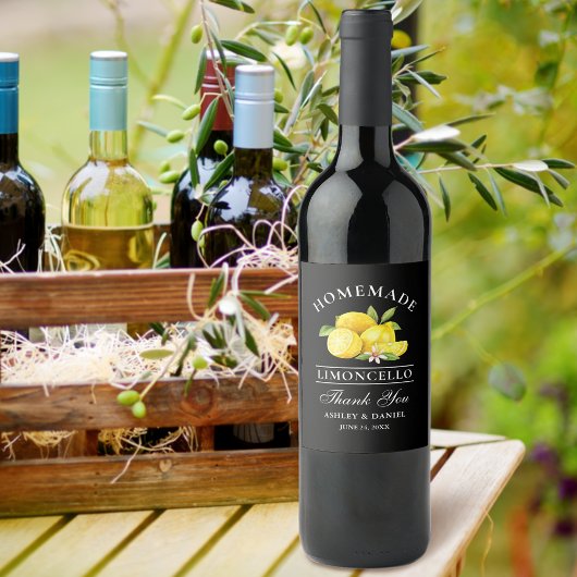 レモンリモンチェロ感謝していブラックボトルラベル ワインラベル