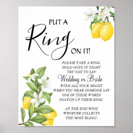 レモンリングや輪ブライダルシャワーのゲームサインを入れる ポスター