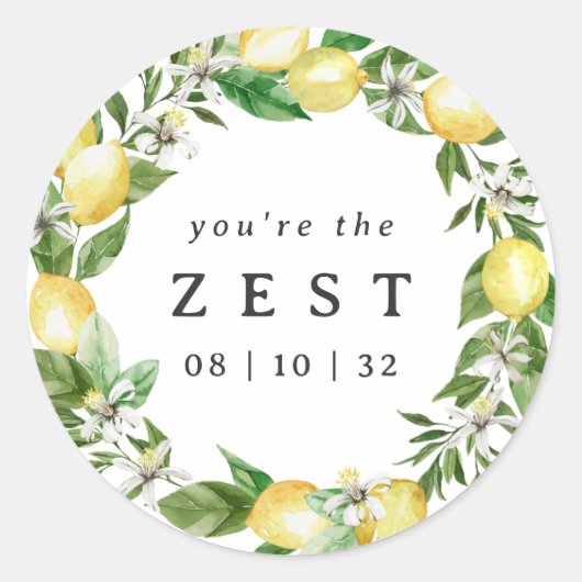 レモンリースあなたはザゼストブライダルシャワーの好意 ラウンドシール (正面)