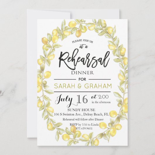 レモンリースウォーターカラーリハーサル招待状 招待状 (正面)