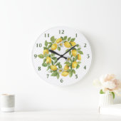 レモンリースグリーンイエローラウンドウォールクロック ラージ壁時計 (ホーム)