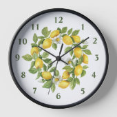 レモンリースグリーンイエローラウンドキッチン 壁時計 (正面)