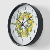 レモンリースグリーンイエローラウンドキッチン 壁時計 (傾斜)