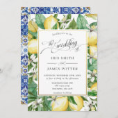レモンリース地中海のサマーグリーン結婚リーズ 招待状 (正面/裏面)