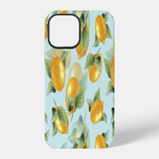 レモンリーブス: 水彩シームレスプリント iPhoneケース (裏面)