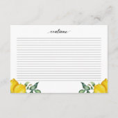 レモンレシピカードブライダルシャワー エンクロージャーカード (裏面)