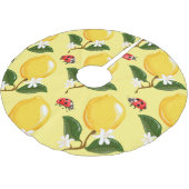 レモンレディバグ:トロピカルイエローパターン。 ブラッシュドポリエステルツリースカート (アングル)