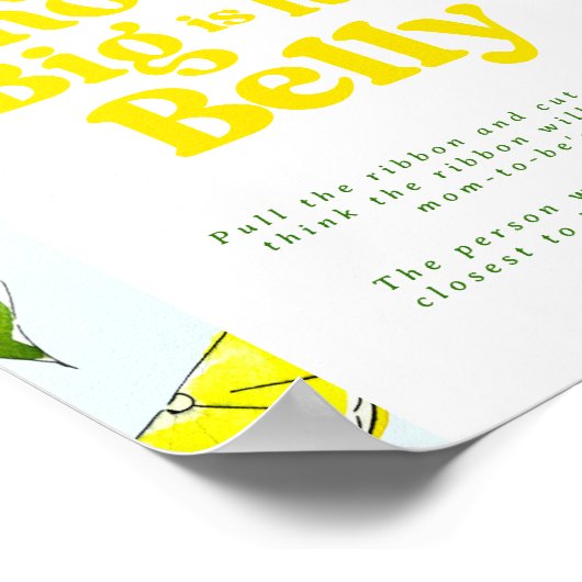 レモンレトロどのように大きい彼女の腹の赤ちゃんシャワーゲーム ポスター (角)