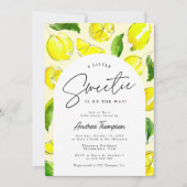 レモンレトロアーチリトルスウィーティイエローベイビーシャワー 招待状 (正面)