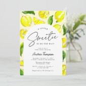 レモンレトロアーチリトルスウィーティイエローベイビーシャワー 招待状 (スタンド正面)