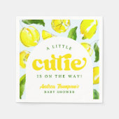 レモンレトロリトルかわいこちゃんイエローアーチベイビーシャワー スタンダードカクテルナプキン (正面)