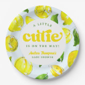 レモンレトロリトルかわいこちゃんイエローアーチベイビーシャワー ペーパープレート (正面)