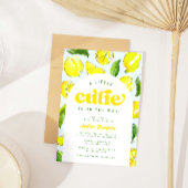 レモンレトロリトルかわいこちゃんイエローアーチベイビーシャワー 招待状