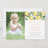 レモンレモネードサマーバースデーパーティーフォトカード 招待状 (正面)