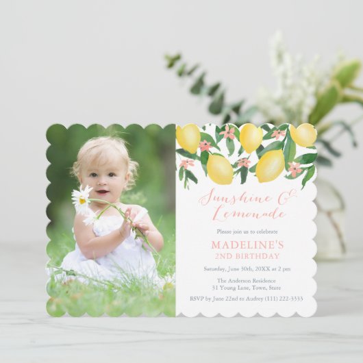 レモンレモネードサマーバースデーパーティーフォトカード 招待状 (スタンド正面)