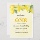 レモンレモネードファースト1st誕生日招待状 招待状 (正面)