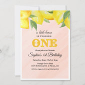 レモンレモネードファースト1st誕生日招待状 招待状 (正面)