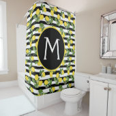レモンレモンイエローブラックストライプズバス シャワーカーテン (インサイチュ)
