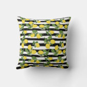 レモンレモン柑橘類モノグラムブラックストライプ クッション (裏面)