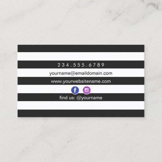 レモンロゴ白黒ストライプソーシャルメディアアイコン 名刺 (裏面)