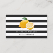 レモンロゴ白黒ストライプソーシャルメディアアイコン 名刺 (正面)
