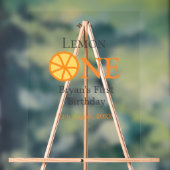 レモンワンハッピー1stバースデーオレンジグレーレトロボー アクリルサイン (ニュートラル)