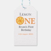 レモンワンハッピー1stバースデーオレンジグレーレトロボー ギフトタグ (裏面)