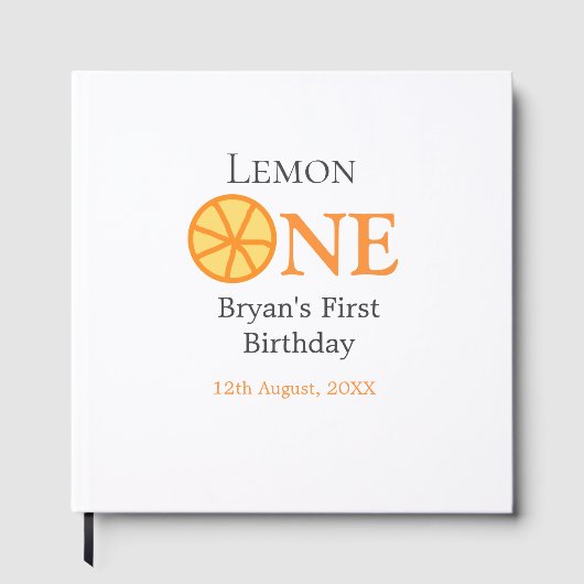 レモンワンハッピー1stバースデーオレンジグレーレトロボー ゲストブック (正面)