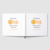 レモンワンハッピー1stバースデーオレンジグレーレトロボー ゲストブック (全面)