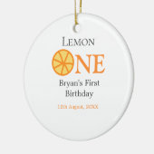 レモンワンハッピー1stバースデーオレンジグレーレトロボー セラミックオーナメント (左)