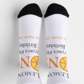 レモンワンハッピー1stバースデーオレンジグレーレトロボー ソックス (上部)