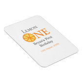 レモンワンハッピー1stバースデーオレンジグレーレトロボー マグネット (右側)