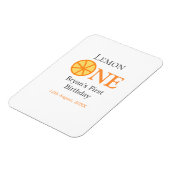 レモンワンハッピー1stバースデーオレンジグレーレトロボー マグネット (左側)