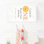 レモンワンハッピー1stバースデーオレンジグレーレトロボー 横断幕 (インサイチュ)