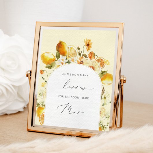 レモン予想して!キスがいくつあるかな? ブライダルシャワーゲームポーズ ポスター