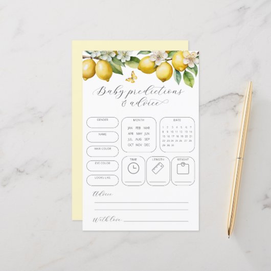 レモン予測とアドバイス赤ちゃんシャワーゲーム (正面/裏面インサイチュ)