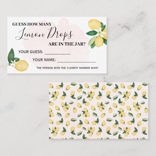 レモン何人のキスピンクブライダルシャワーゲームカード プレイスカード (正面/裏面)